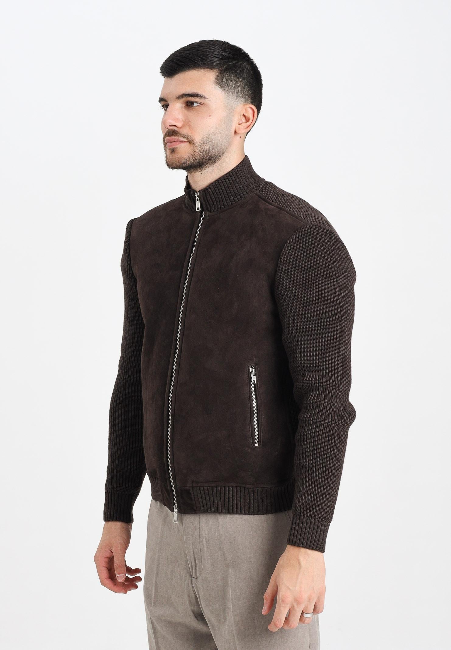 BOMBOOGIE Giubbotto in pelle e maglia Komb marrone da uomo JMKOMBGMK5 163 BOMBOOGIE 