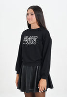 GCDS Felpa girocollo nera per donna e ragazze con stampa in strass B2JW1532BA5 99 GCDS 