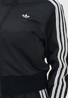 ADIDAS ORIGINALS Felpa con zip Firebird nera da donna con dettagli in maglia all'uncinetto KD5455 . ADIDAS ORIGINALS 