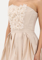 ELISABETTA FRANCHI Abito midi beige da donna con ricami floreali 3D AB94262E2 045 ELISABETTA FRANCHI 