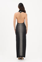 ELISABETTA FRANCHI Abito lungo nero e panna da donna con zebra jacquard AM98S61E2 685 ELISABETTA FRANCHI 