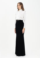 ELISABETTA FRANCHI Abito lungo bianco e nero da donna in raso e velluto<BR/> ABR4657E2 309 ELISABETTA FRANCHI 