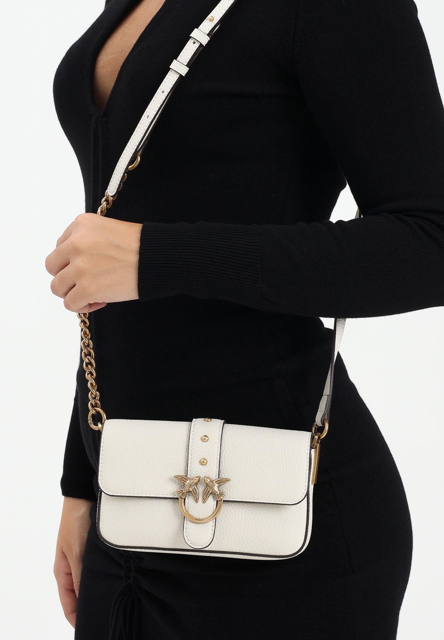 PINKO Borsa a tracolla Love One Slouchy Baby panna da donna 105353A2OX Z14Q PINKO 