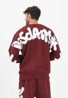 DISCLAIMER Felpa girocollo bordeaux da uomo con maxi stampa sul retro 25IDS55104 BO DISCLAIMER 