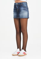 DSQUARED2 Gonna corta in denim blu per donna, ragazze e bambine con rotture DQ01W4D0AER DQ01 DSQUARED2 