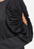 TPN Blusa Wilbur nera da donna in tessuto satinato con cut-out alle maniche WILBUR232W5 D6 TPN 