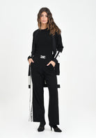 ELISABETTA FRANCHI Cardigan lungo nero da donna con bande lucide MK02S56E2 EF3 ELISABETTA FRANCHI 