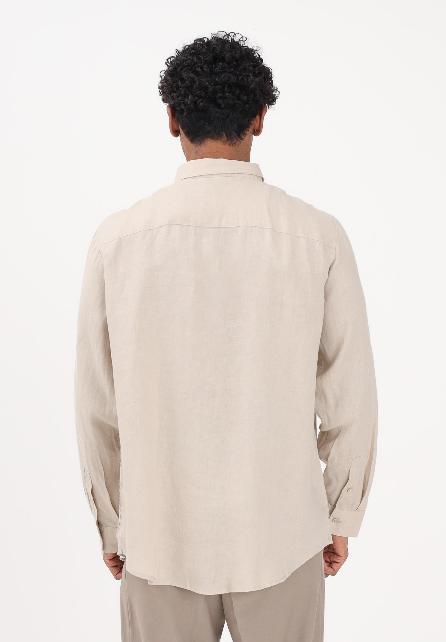 ARMANI EXCHANGE Camicia a manica lunga beige da uomo in lino XM001221AF14619 U1102 ARMANI EXCHANGE 