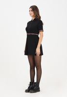 GCDS Abito corto nero da donna con nastri logati B2EW1003JJ3 99 GCDS 