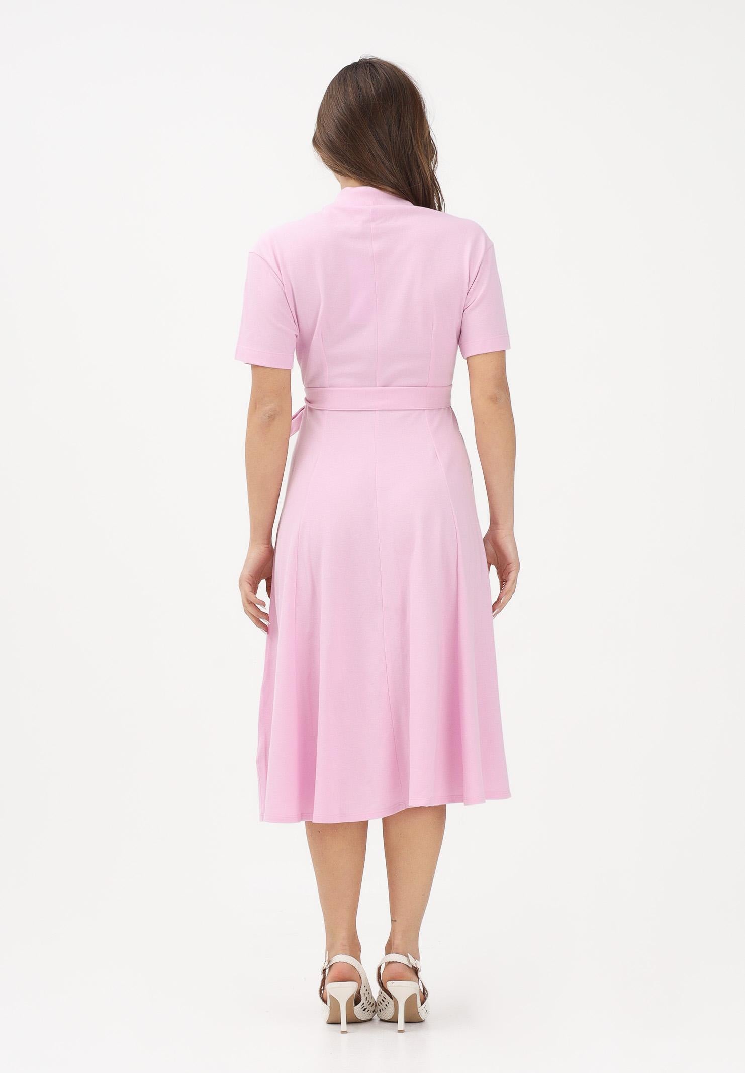 LACOSTE Abito midi rosa da donna in mini piqué EF9621 Z4H LACOSTE 