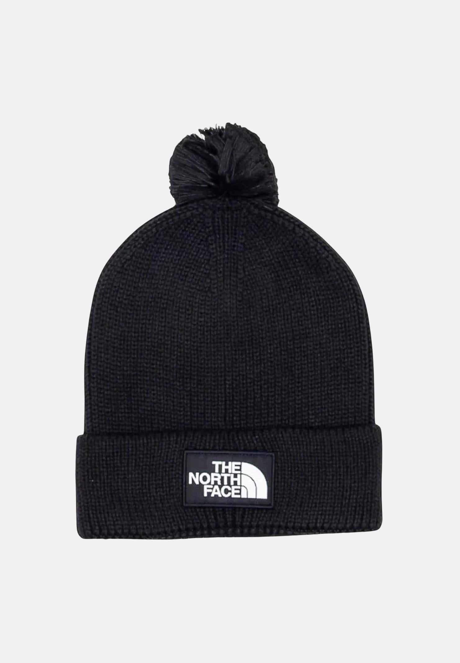 THE NORTH FACE Berretto di lana nero per uomo e donna con pompon e riquadro con logo TNF NF0A8CHFJK31  THE NORTH FACE 