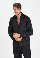 VERSACE JEANS COUTURE Camicia a manica lunga nera da uomo con motivo Liquify Logomania 79GAL2R0N0604 899 VERSACE JEANS COUTURE 