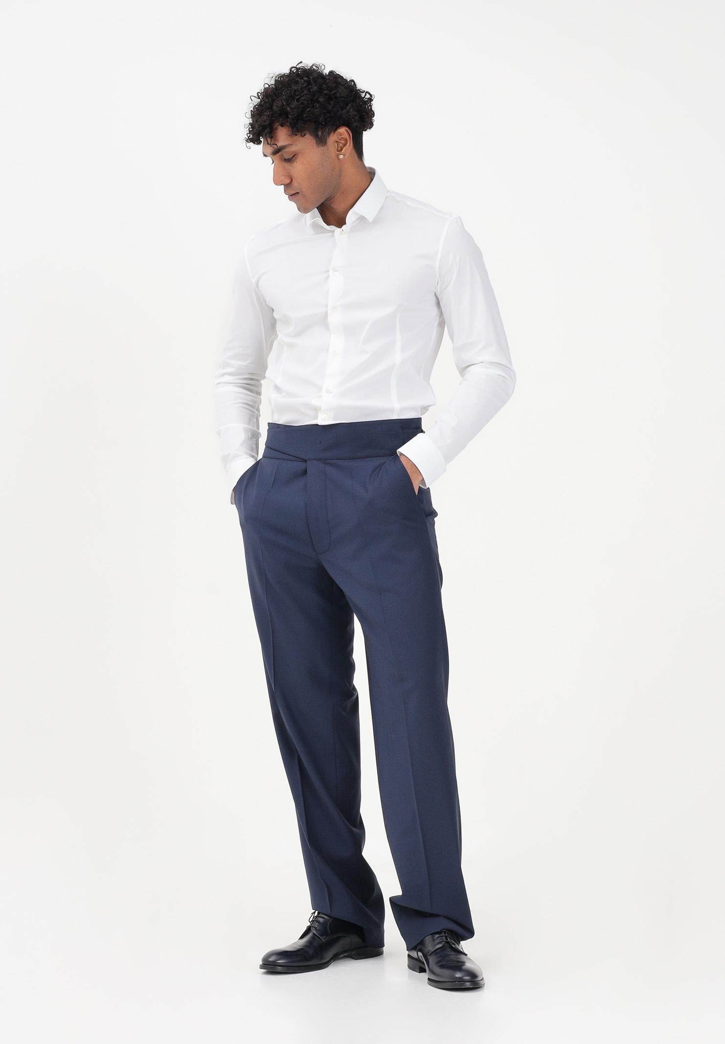 PATRIZIA PEPE Pantalone elegante blu da uomo con cintura alta 5P0557A1WK C166 PATRIZIA PEPE 