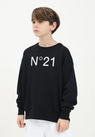 N21 Felpa girocollo nera per donna, ragazzi e bambini con il logo "N°21" stampato N21A23N0154 0NC16 N21 