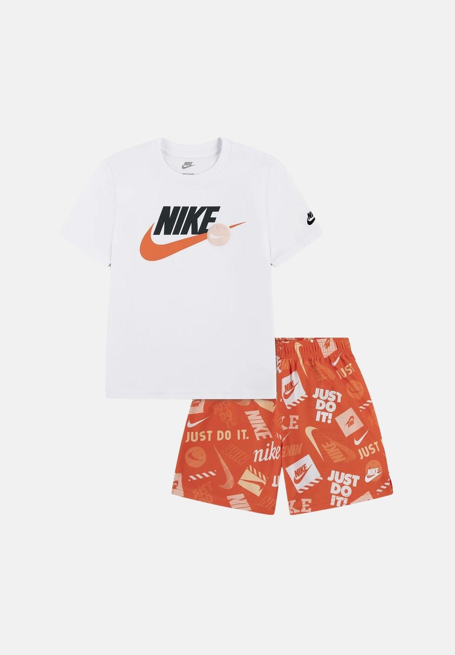 NIKE Completino bianco e arancione per bambino e bambina con stampa 86N945 N33 NIKE 