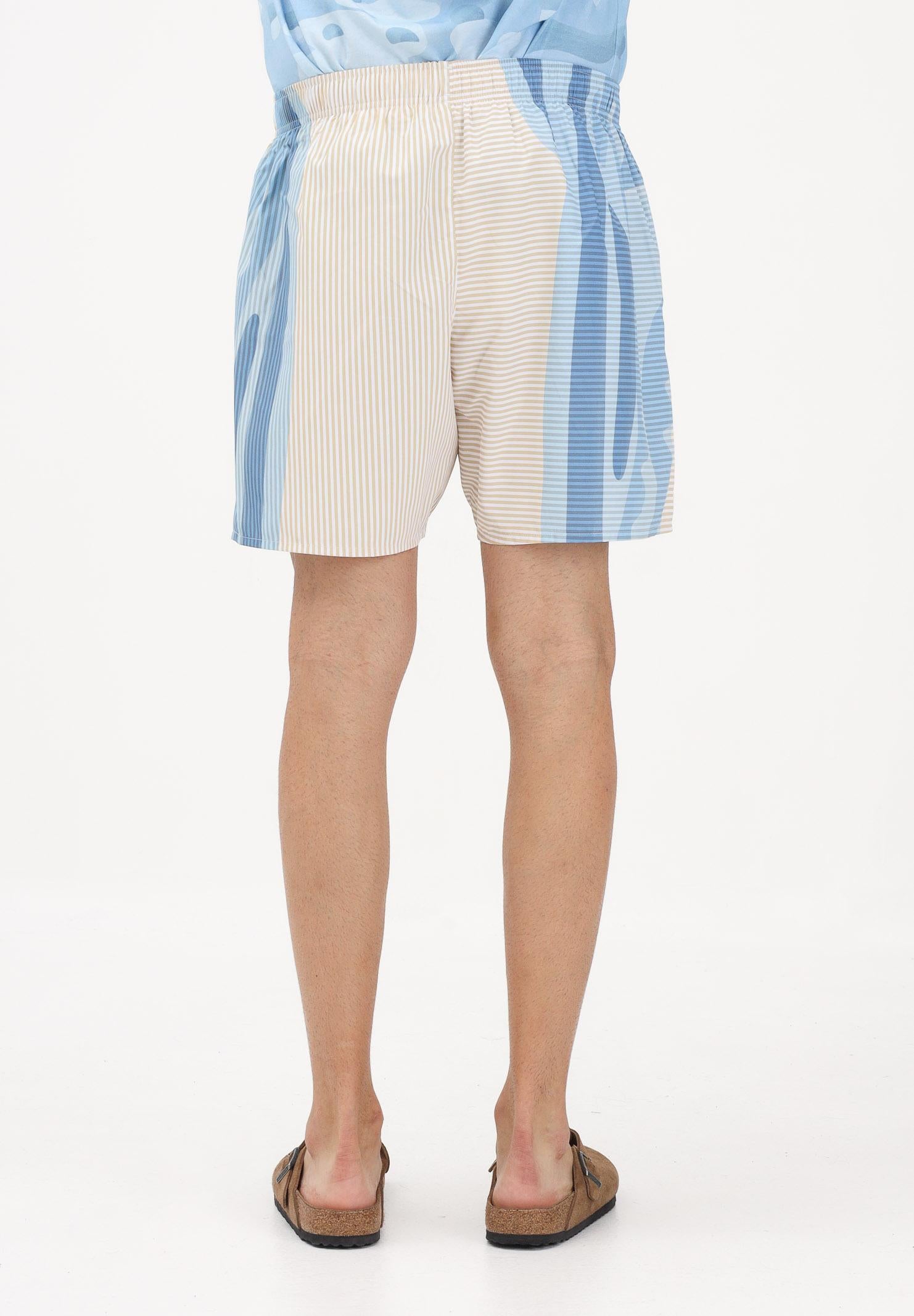 LACOSTE Shorts mare panna e azzurro da uomo con stampa MH1902 3IY LACOSTE 