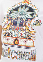 JUST CAVALLI T-shirt a manica corta bianca da donna con stampa 80PAHT24CJ500 003 JUST CAVALLI 