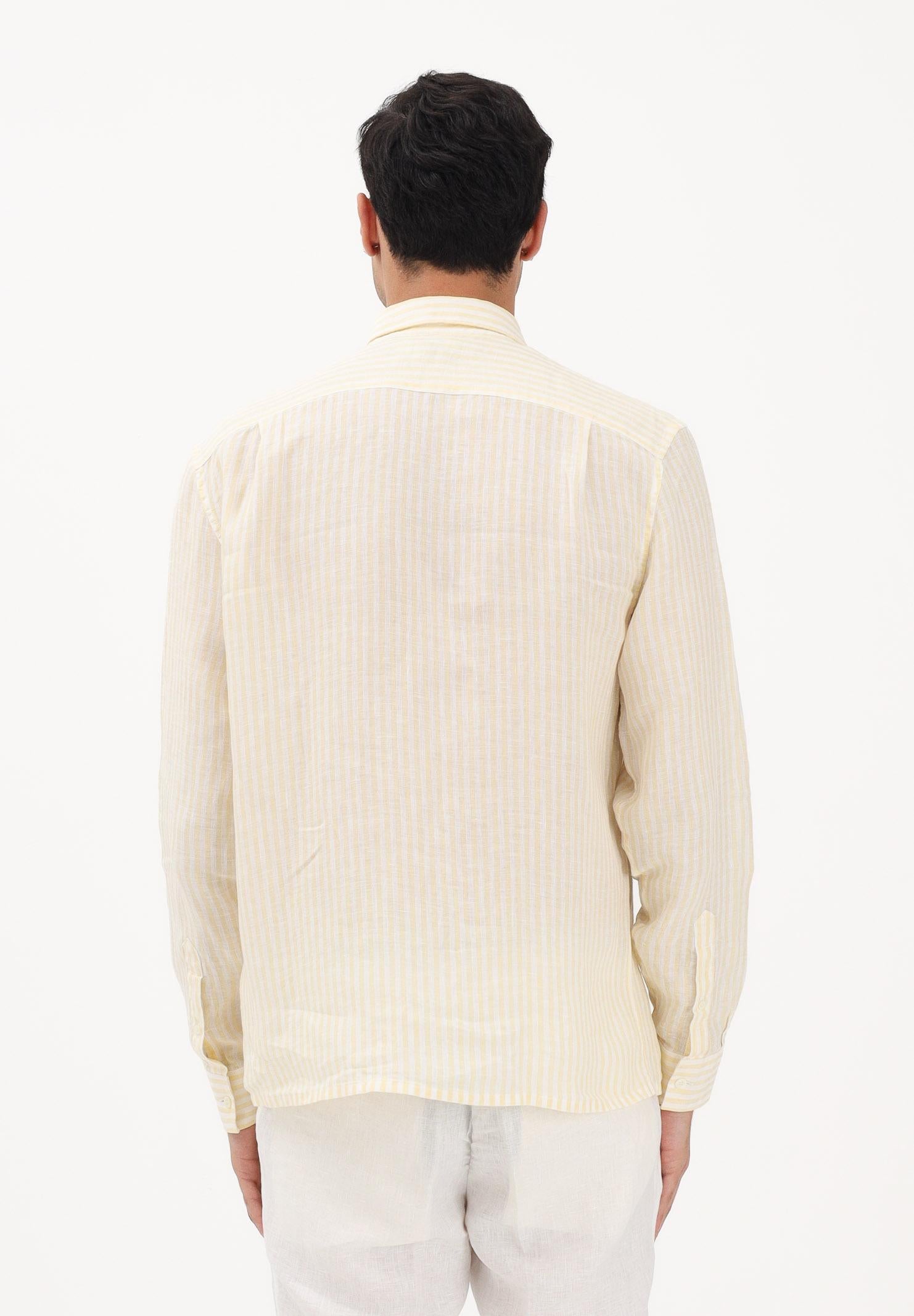 LACOSTE Camicia a manica lunga gialla e bianca da uomo con motivo a righe CH6985 2AI LACOSTE 