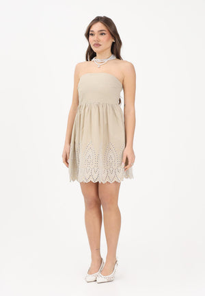 ONLY Abito corto beige da donna con lavorazione sul fondo 15367443 OLGR ONLY 