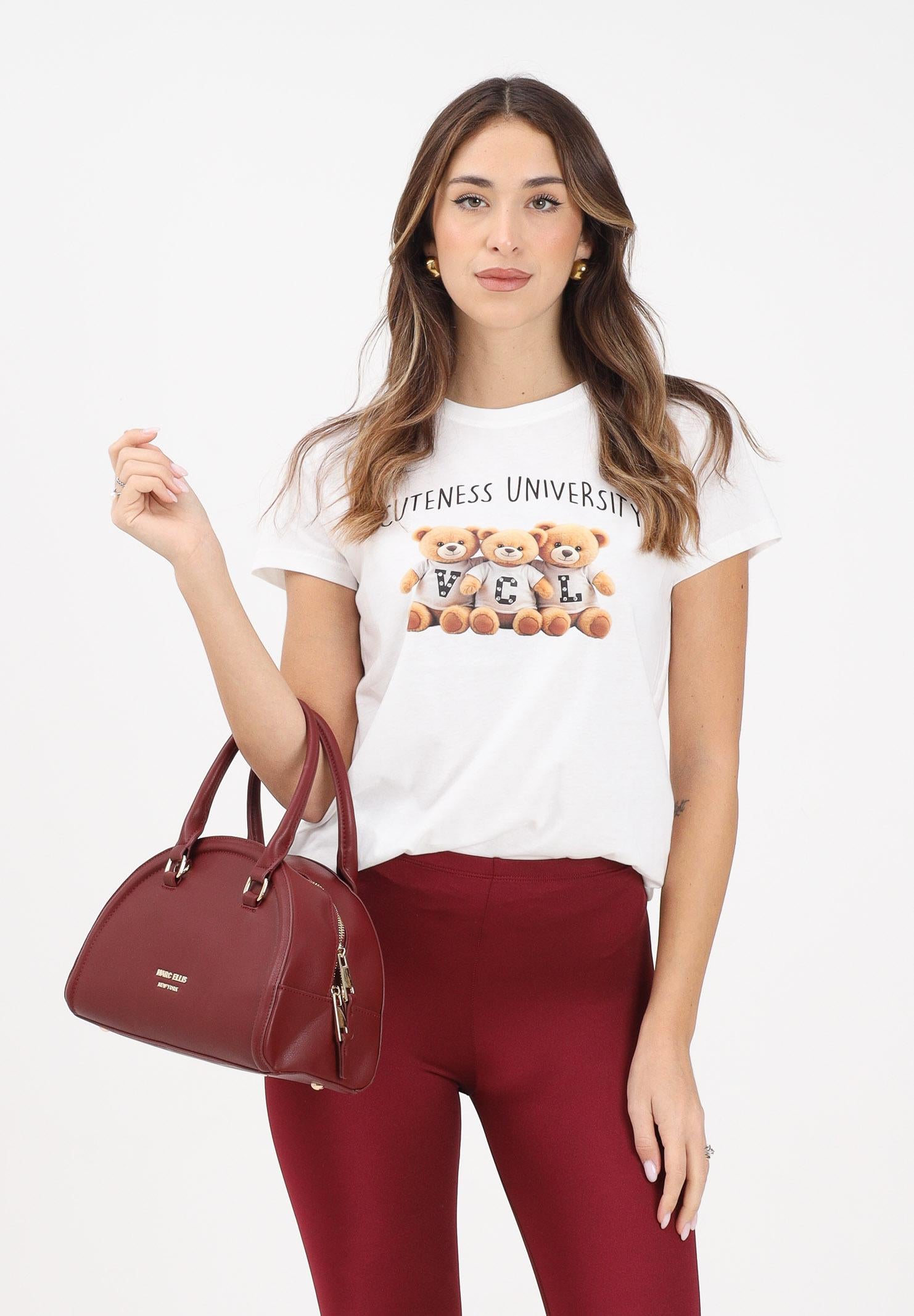 VICOLO T-shirt a manica corta bianca da donna con stampa RF0600 BI VICOLO 