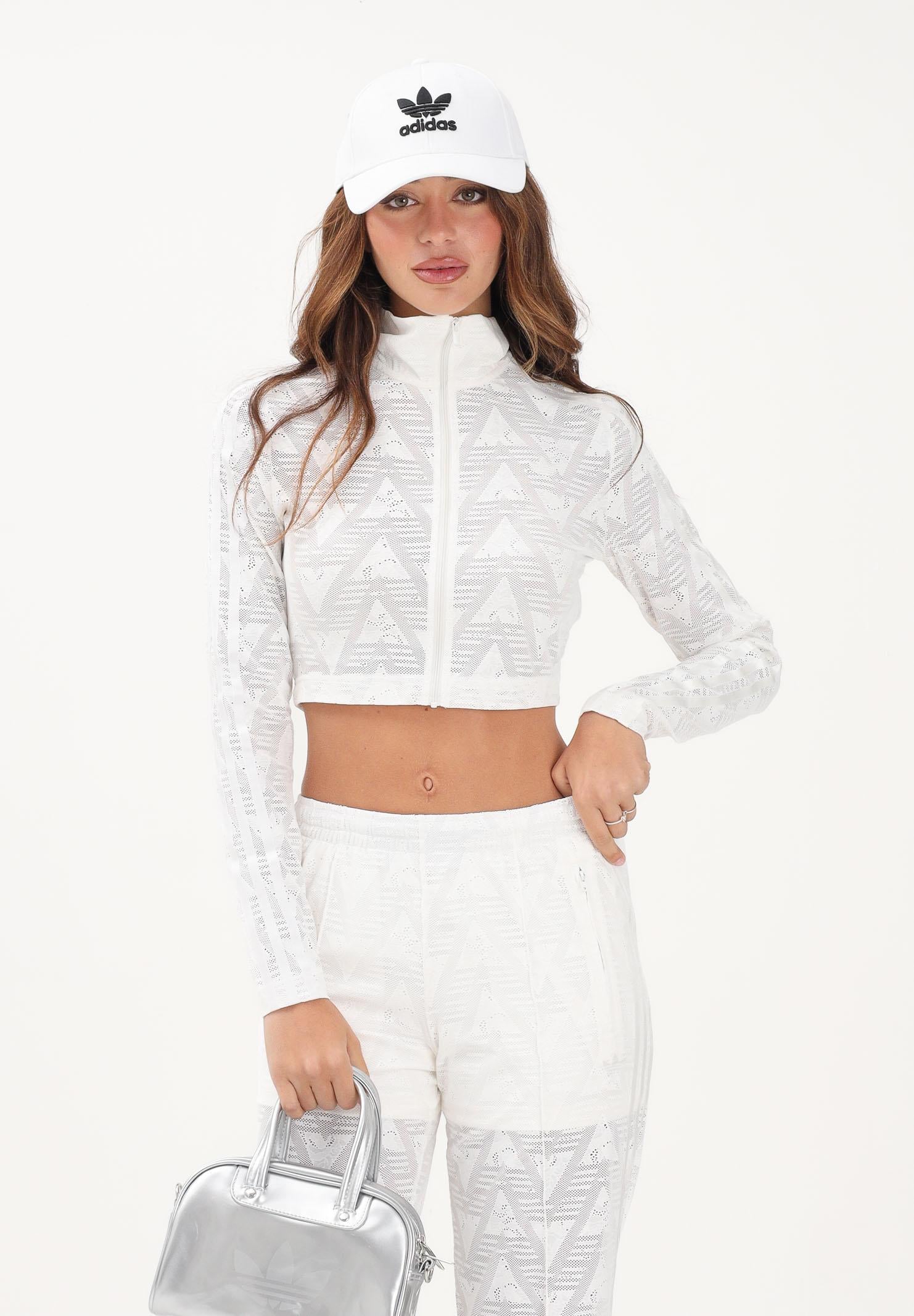 ADIDAS ORIGINALS Felpa con zip FIREBIRD CLASSIC LACE bianca da donna KE3451 . ADIDAS ORIGINALS 