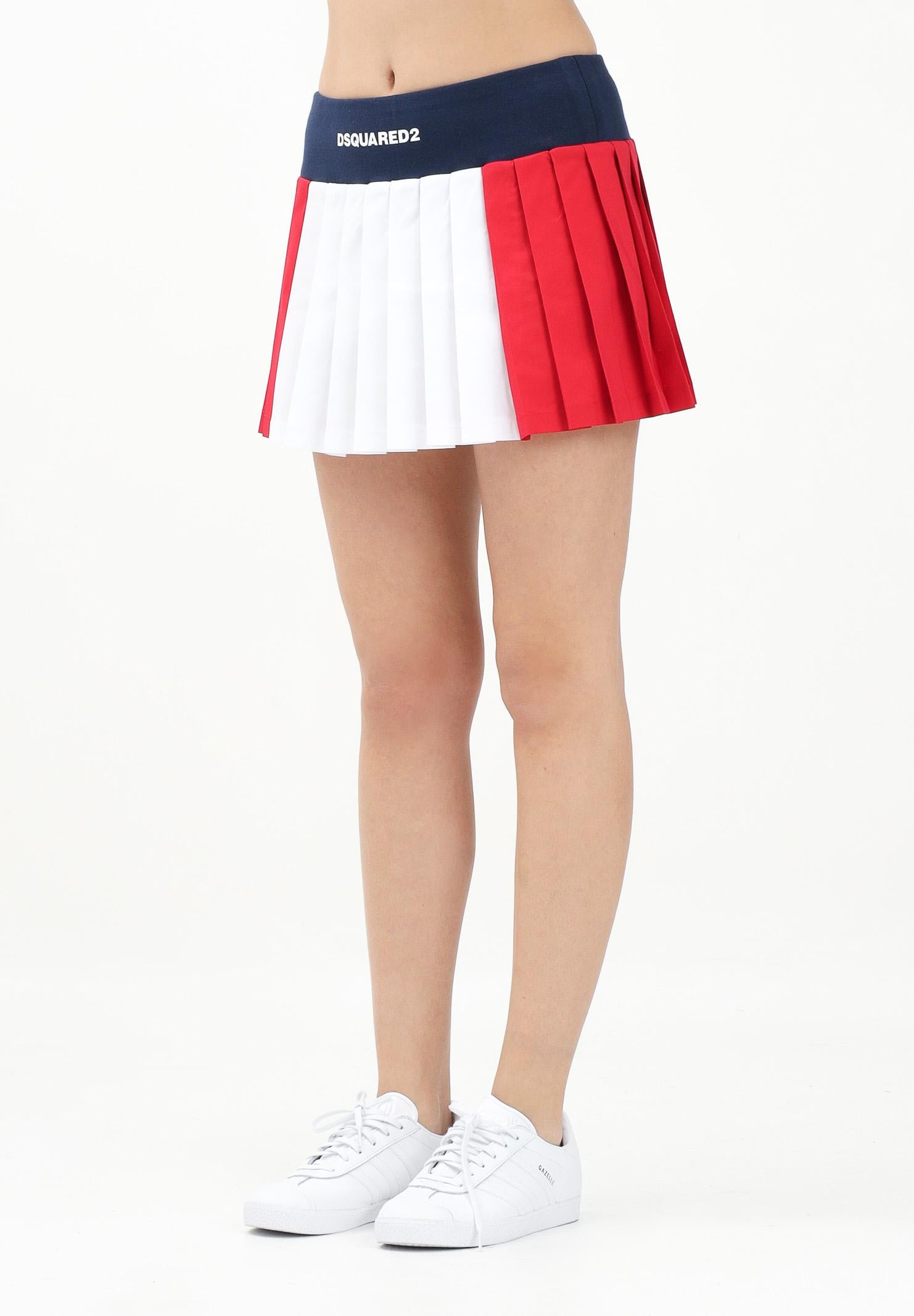 DSQUARED2 Gonna corta tricolore per donna e bambina con stampa logo DQ2810D0ABR DQ100 DSQUARED2 