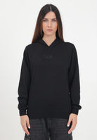 Felpa con cappuccio nera per donna e bambina con logo Oval D ricamato J02014KYAX3 K900 DIESEL 