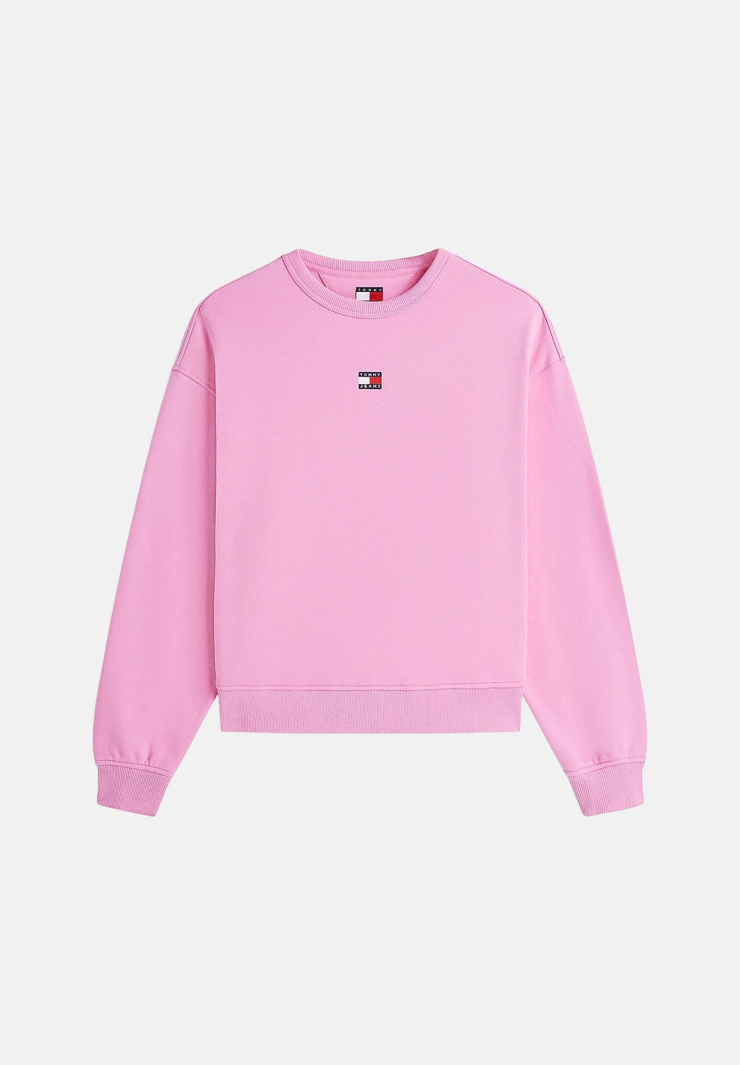 TOMMY JEANS felpa squadrata con distintivo Tommy Pink Daisy rosa, donna. DW0DW17325 TOU TOMMY JEANS 