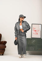 ADIDAS ORIGINALS Giubbotto Adicolor in denim grigio da donna JY2564  ADIDAS ORIGINALS 