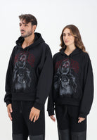 GCDS Felpa con cappuccio nera per uomo e donna caratterizzata da stampa B2CM1907JE7 99 GCDS 