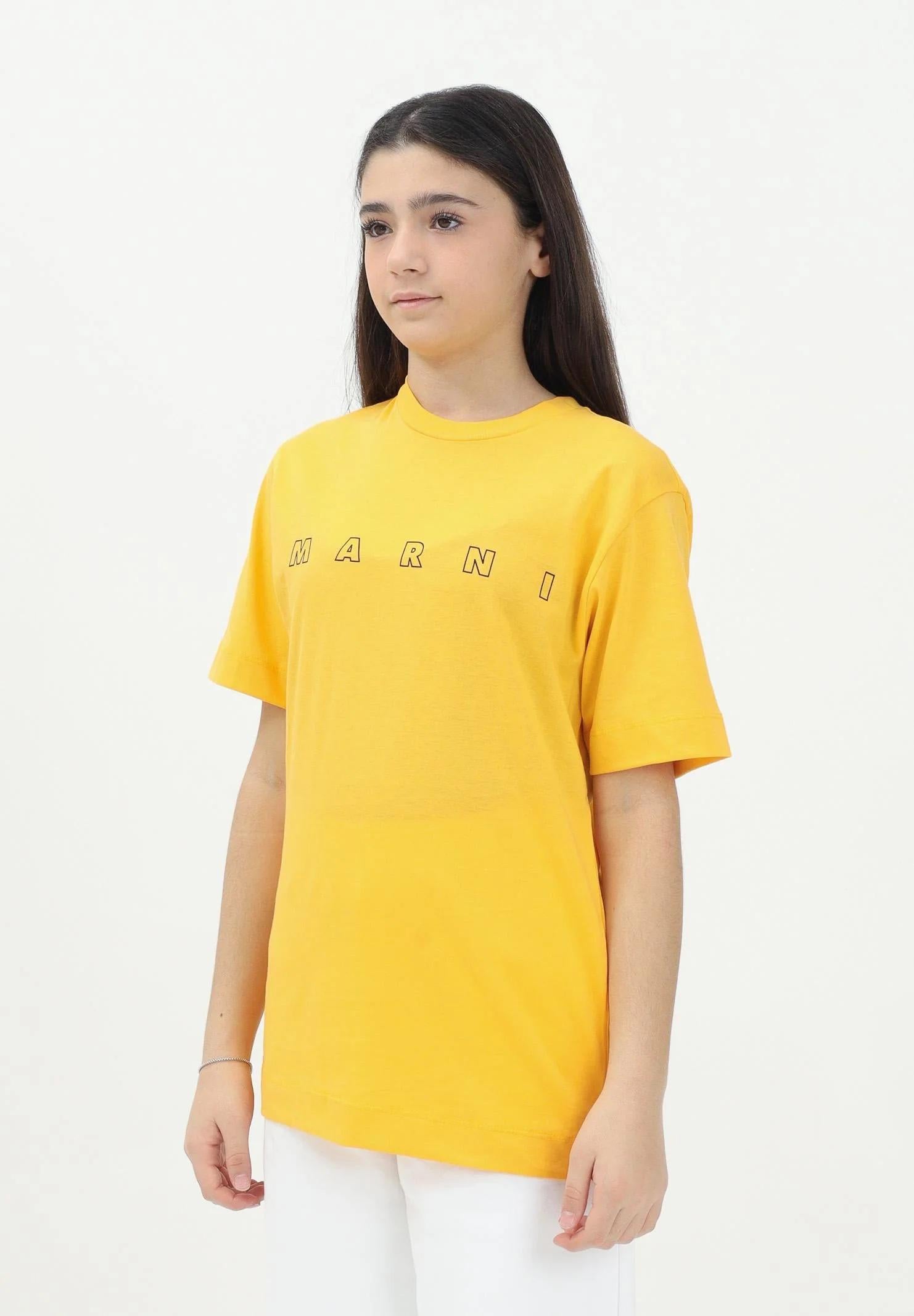 MARNI T-shirt a manica corta gialla per donna, ragazzi e bambine con logo Marni Outline M01466M00RF 0M219 MARNI 