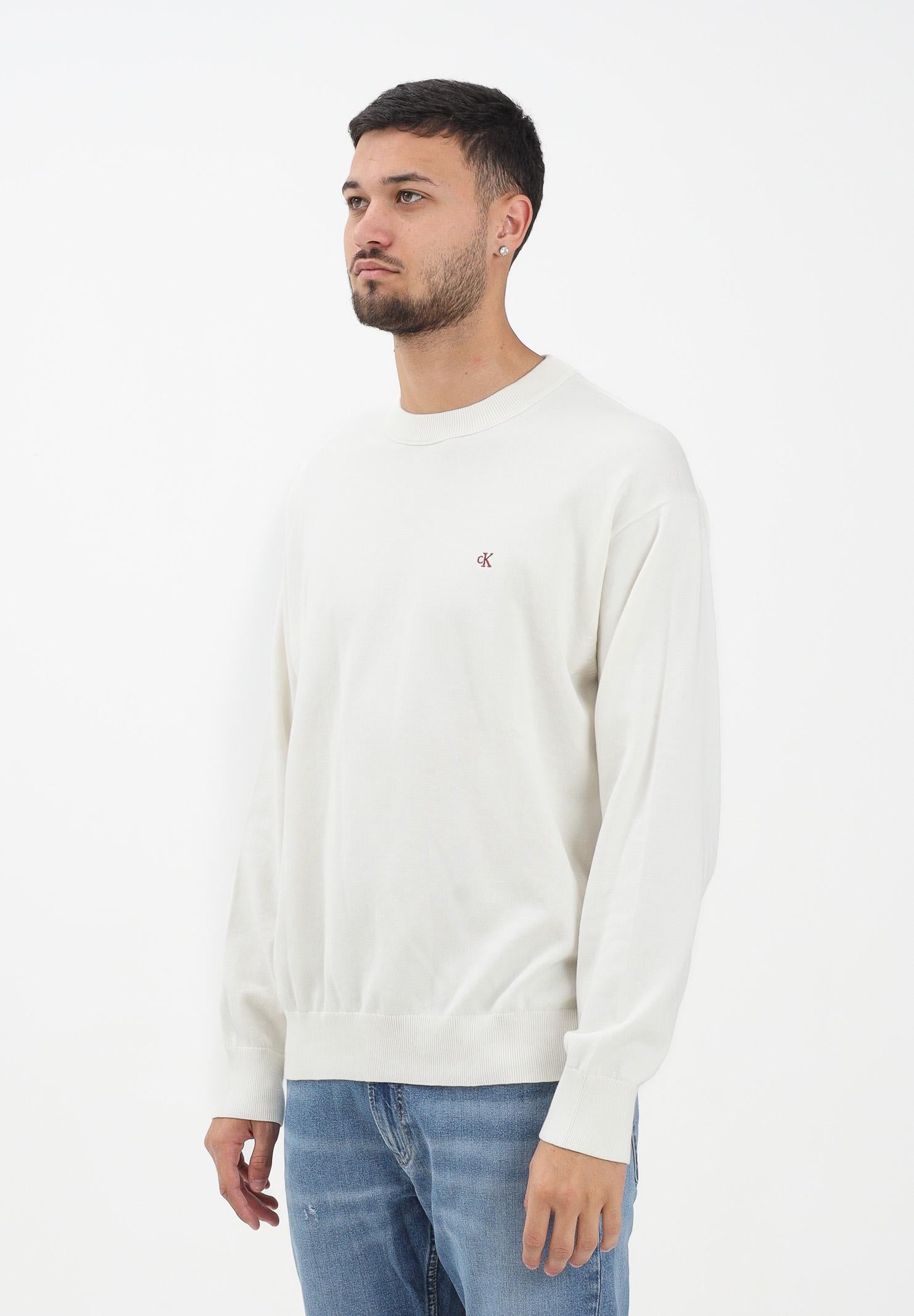 CALVIN KLEIN JEANS Maglioncino girocollo panna da uomo LV04RC309GYAS  CALVIN KLEIN JEANS 