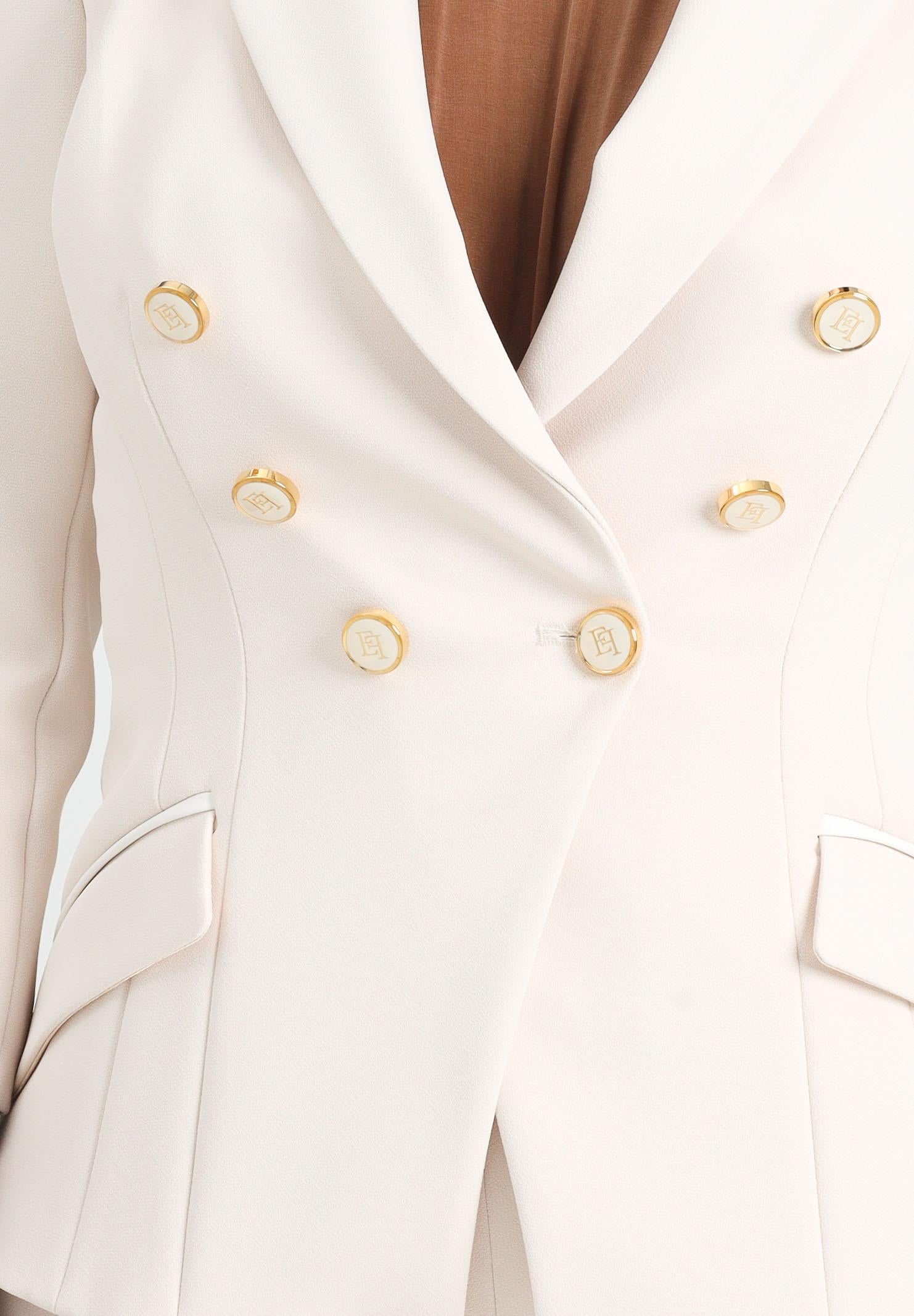 ELISABETTA FRANCHI Giacca doppiopetto latte da donna in doppio crêpe<BR/> GI17456E2 DZ9 ELISABETTA FRANCHI 