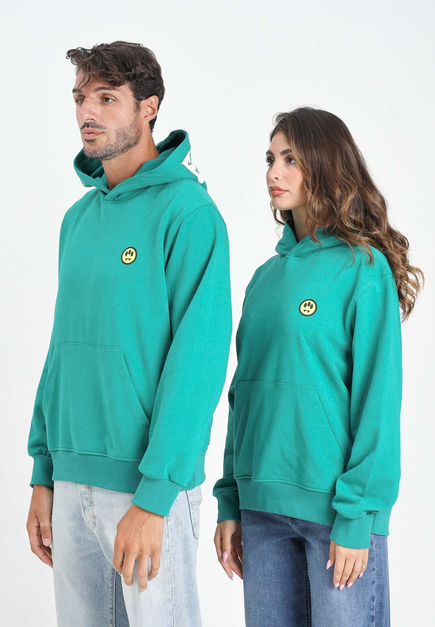 BARROW Felpa verde smeraldo per uomo e donna con cappuccio logato F5BWUAHS058 309 BARROW 