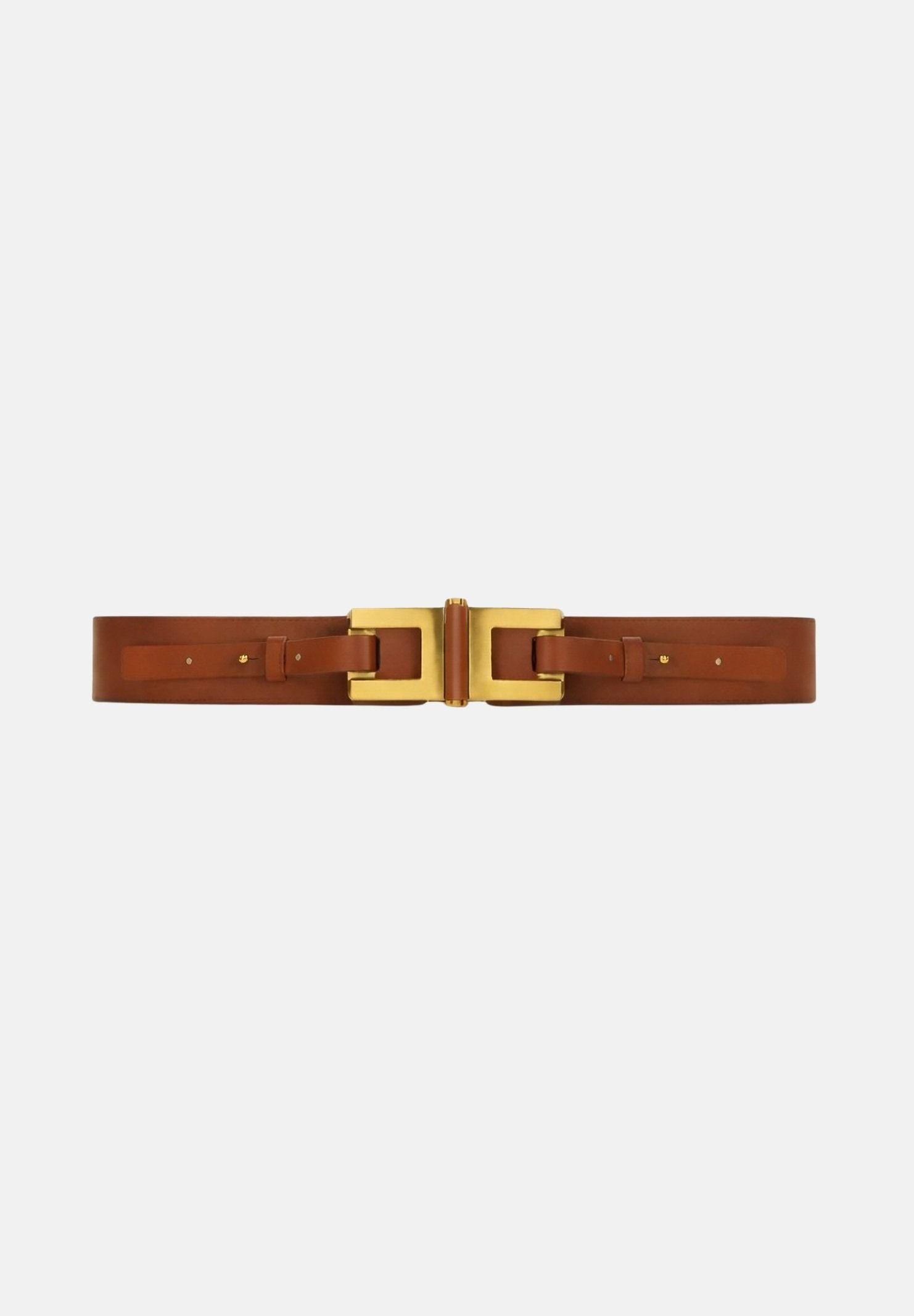 ELISABETTA FRANCHI Cintura cognac da donna con dettaglio logo CT50S61E2 027 ELISABETTA FRANCHI 