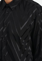 I'M BRIAN Camicia a manica lunga nera da uomo con fantasia a zig-zag CA3426 009 I'M BRIAN 
