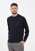 ARMANI EXCHANGE Maglioncino girocollo blu da uomo con patch logo XM001329AF11982 UB101 ARMANI EXCHANGE 