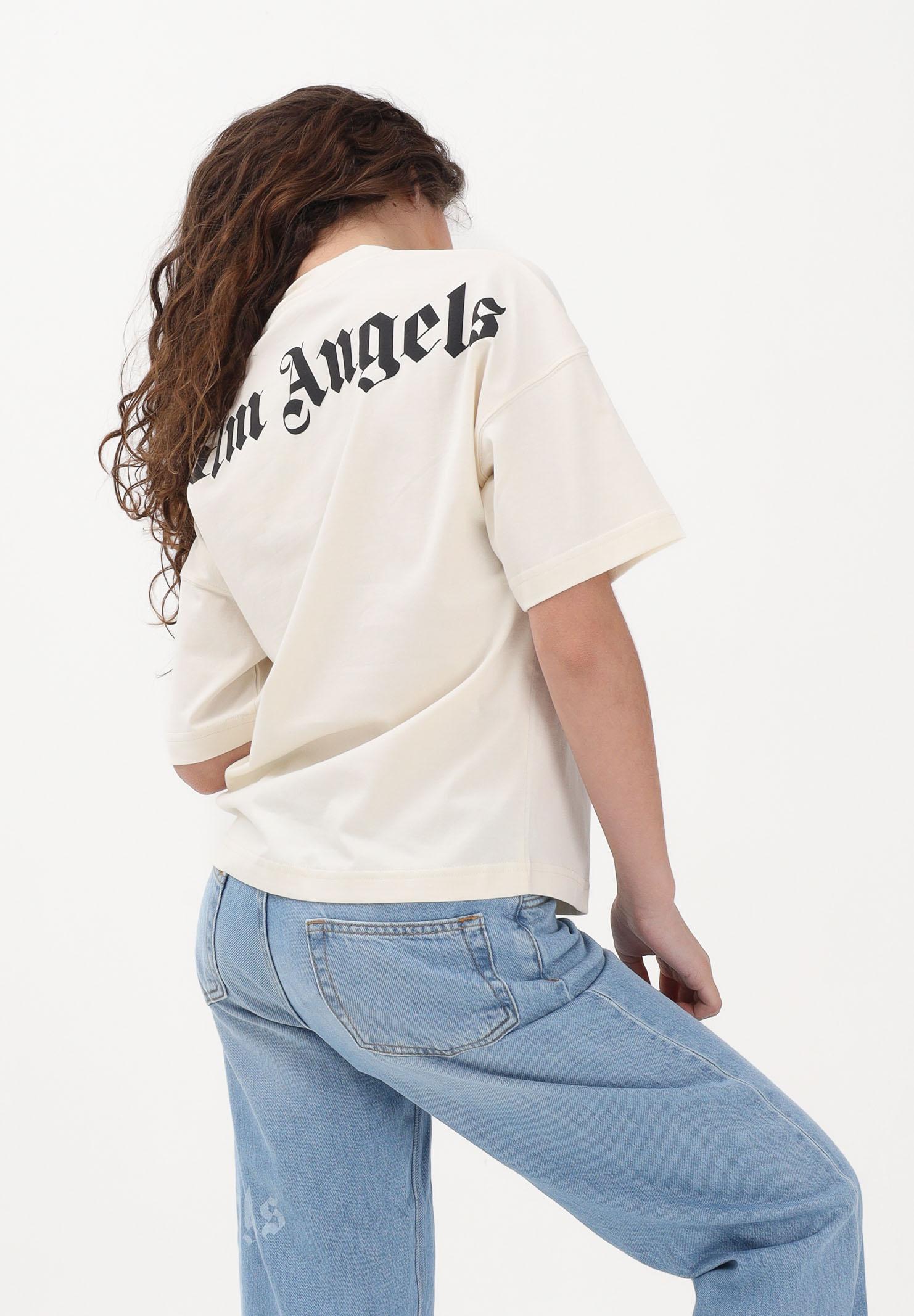PALM ANGELS T-shirt a manica corta panna per donna, ragazzi e bambini con stampa logo PBAA002S26JER001 002 PALM ANGELS 