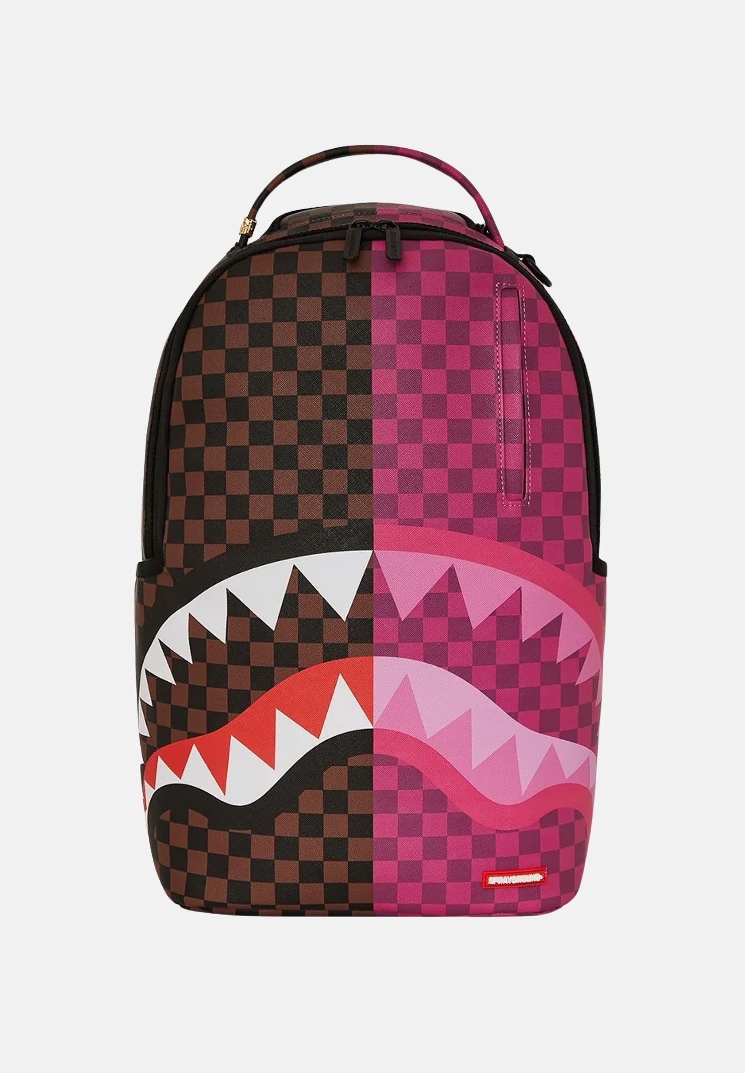 SPRAYGROUND Zaino SPLIT SIP PINK CHECK DLXSV marrone e rosa da donna 910B6286NSZ  SPRAYGROUND 