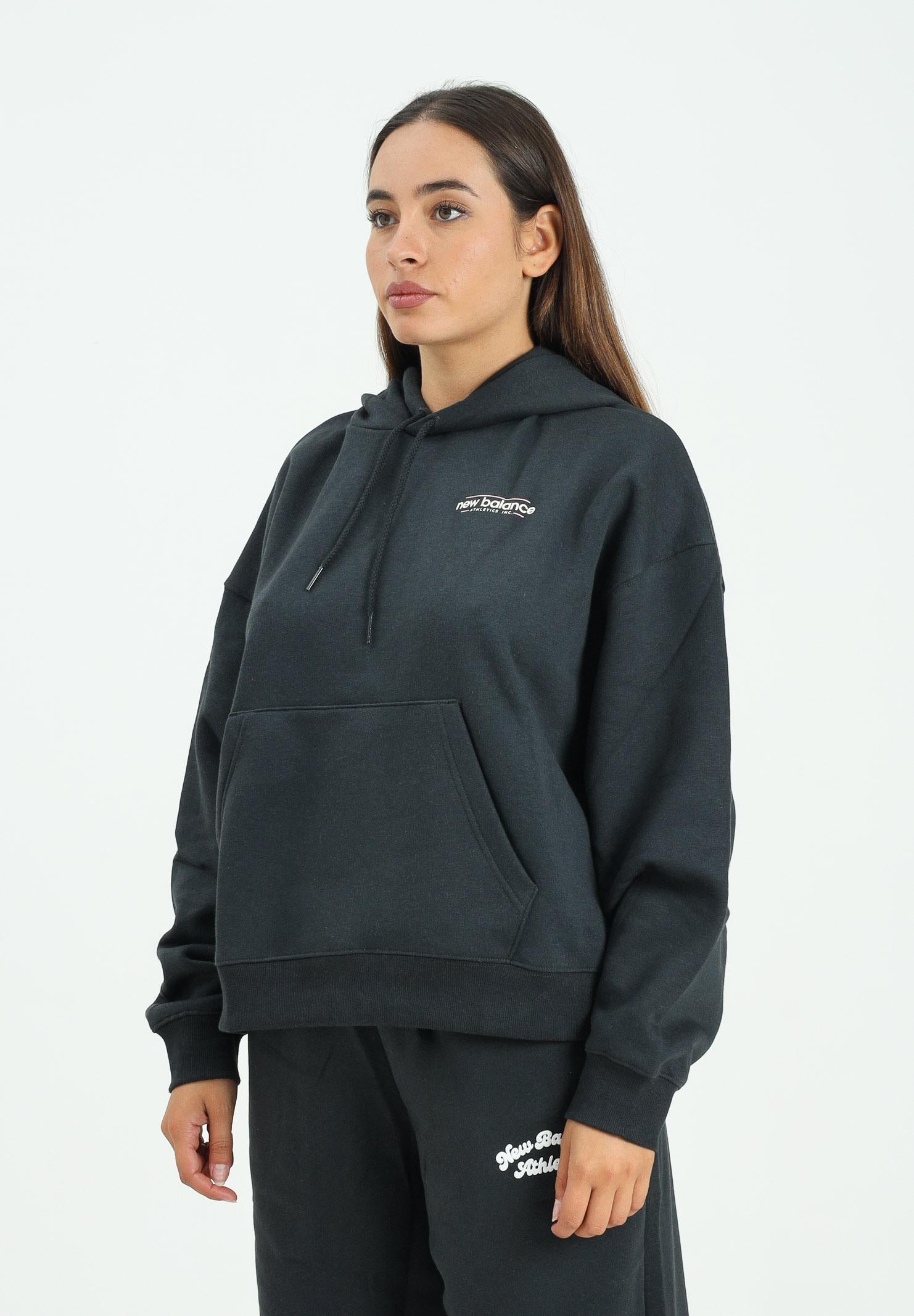 NEW BALANCE Felpa con zip Reimagined Fleece Oversized nera da donna WT53515BK . NEW BALANCE 