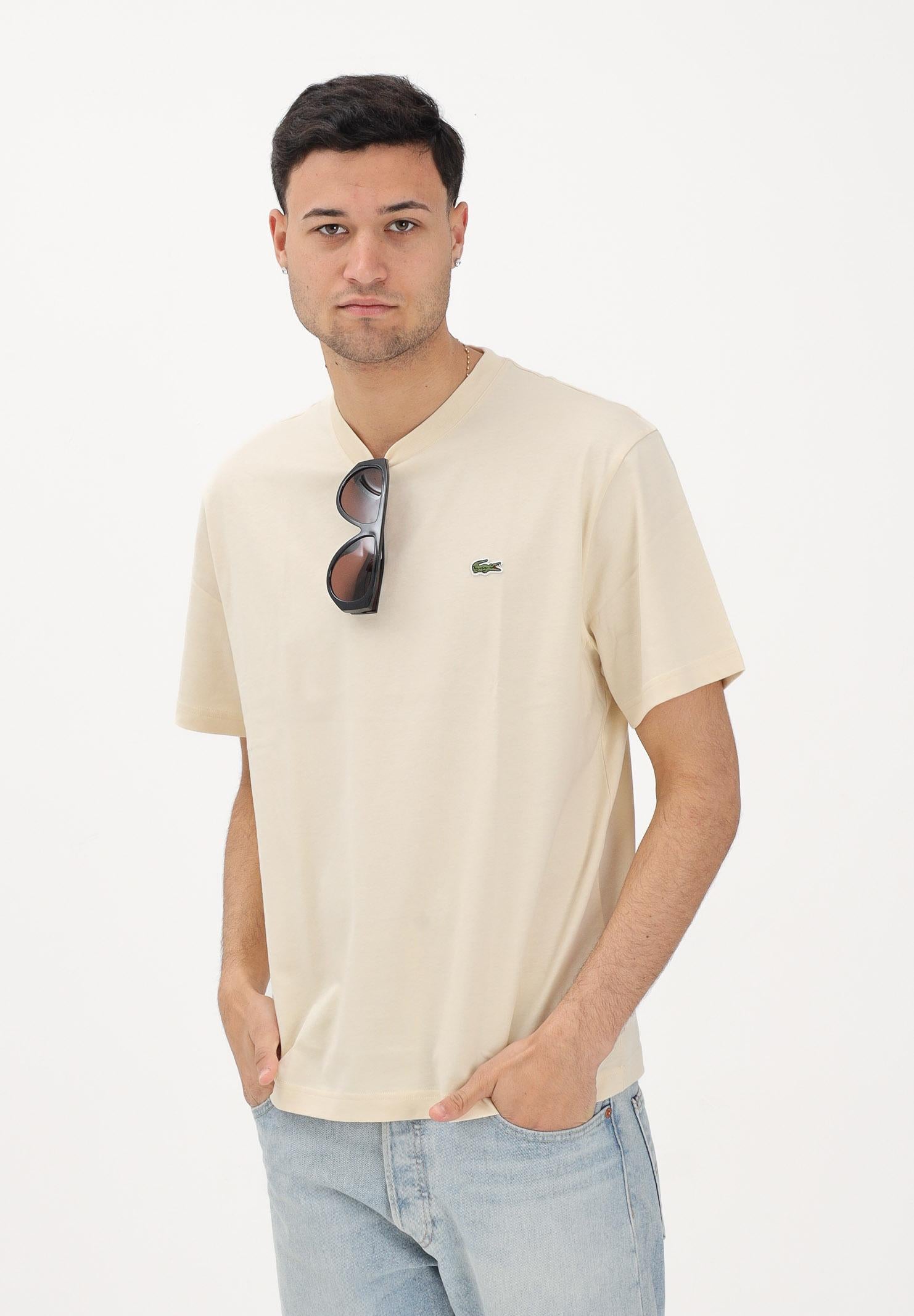 LACOSTE T-shirt a manica corta beige per uomo e donna con logo TH7318 056 LACOSTE 
