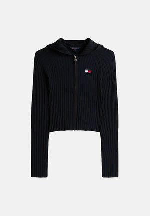 TOMMY JEANS cardigan Ribbed Zip-Thru Slim Cardigan nero da donna. DW0DW20974 BDS TOMMY JEANS 