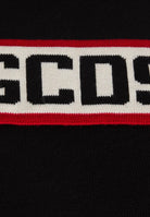 GCDS sciarpa nera per uomo o donna con banda centrale e logo a contrasto B2CU5901K19 99 GCDS 