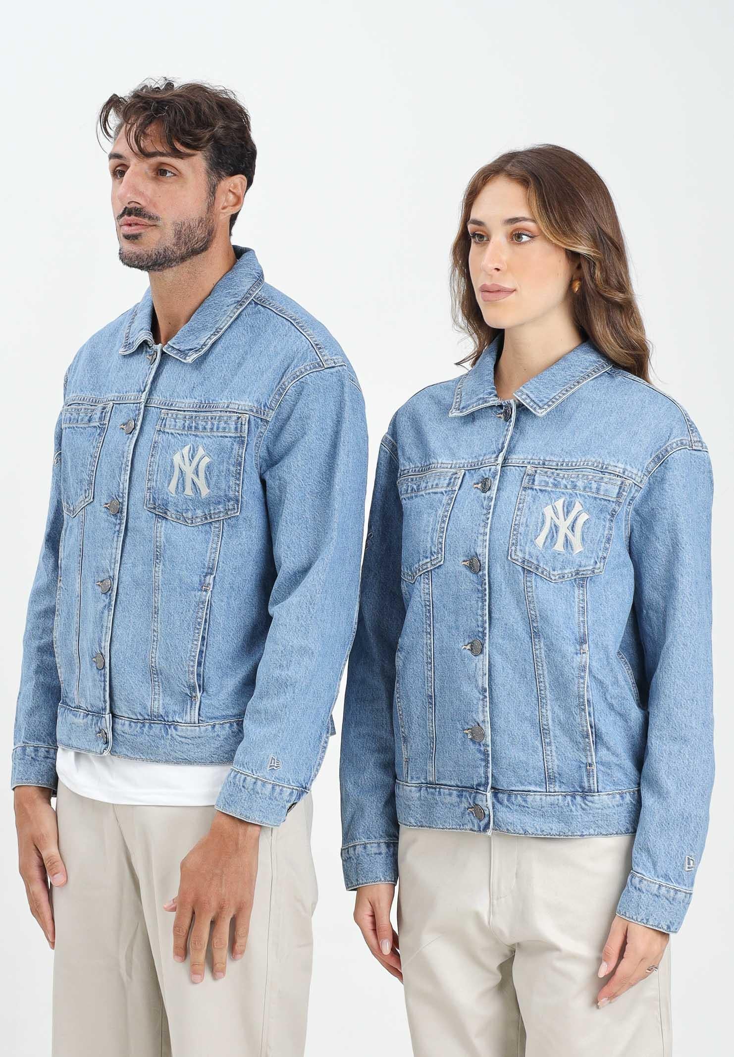 NEW ERA Giacca di jeans New York Yankees MLB in denim chiaro per uomo e donna 60684315 . NEW ERA 