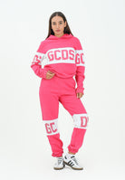 GCDS Pantalone sportivo fucsia per donna, ragazzi e bambini con banda a contrasto e logo B2JU3017BA2 59 GCDS 