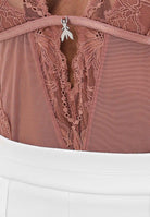 PATRIZIA PEPE Body in tulle e pizzo stretch terracotta da donna 2I0143A602 B885 PATRIZIA PEPE 