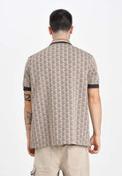 LACOSTE Polo a manica corta beige da uomo in jacquard con monogramma DH1417 6IR LACOSTE 
