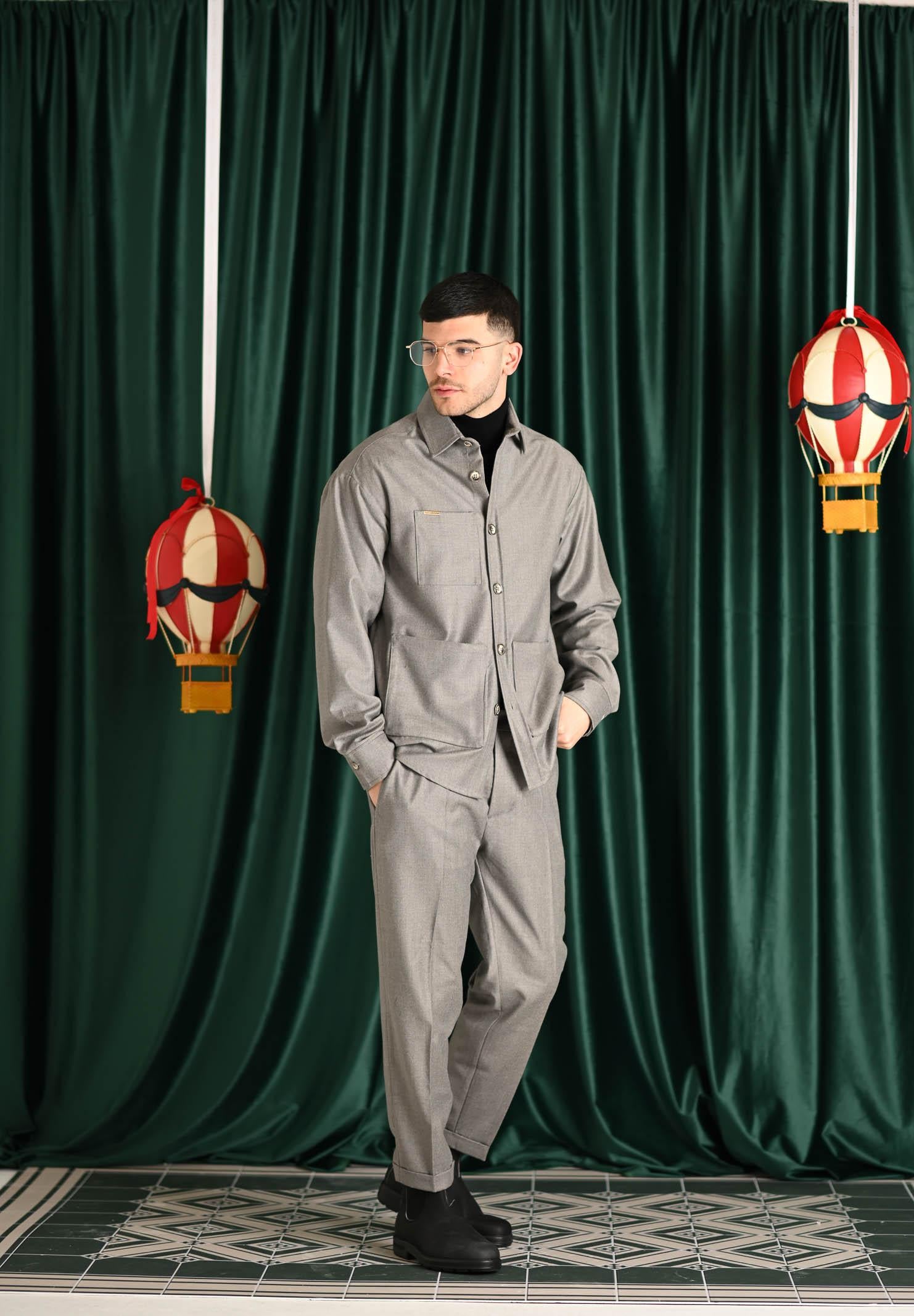 YES LONDON Camicia a manica lunga grigia da uomo XCM7221 BE YES LONDON 