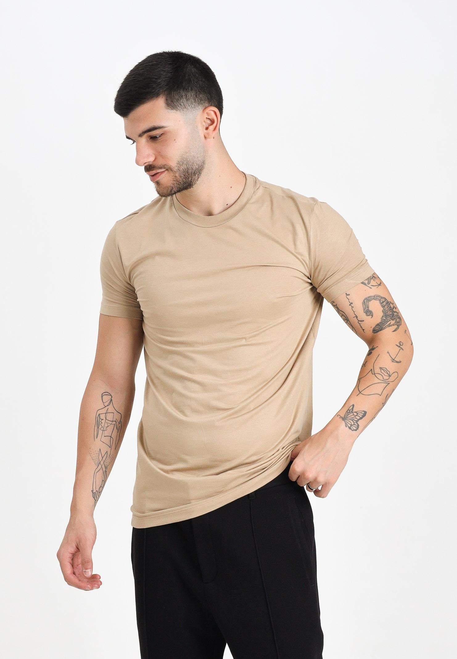 DSQUARED2 T-shirt a manica corta beige da uomo con logo sul retro D9M206030 264 DSQUARED2 