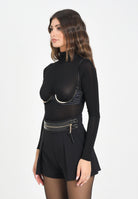 ELISABETTA FRANCHI Body nero da donna con dettaglio gioiello<BR/> BO01557E2 110 ELISABETTA FRANCHI 
